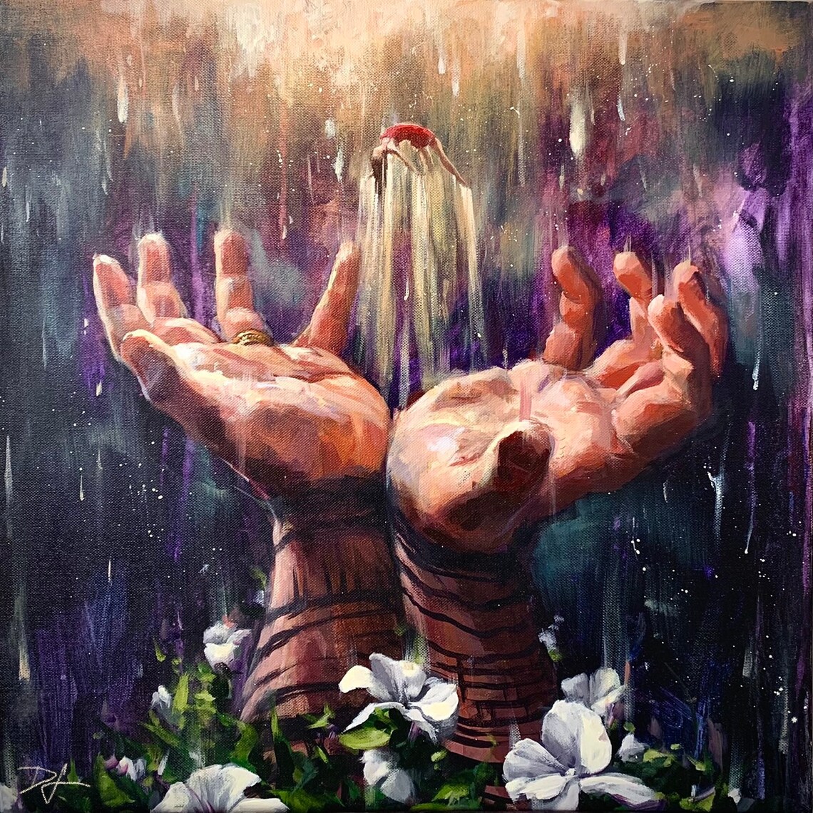 The Fountain Surrealist Art Print, Floral Wall Art