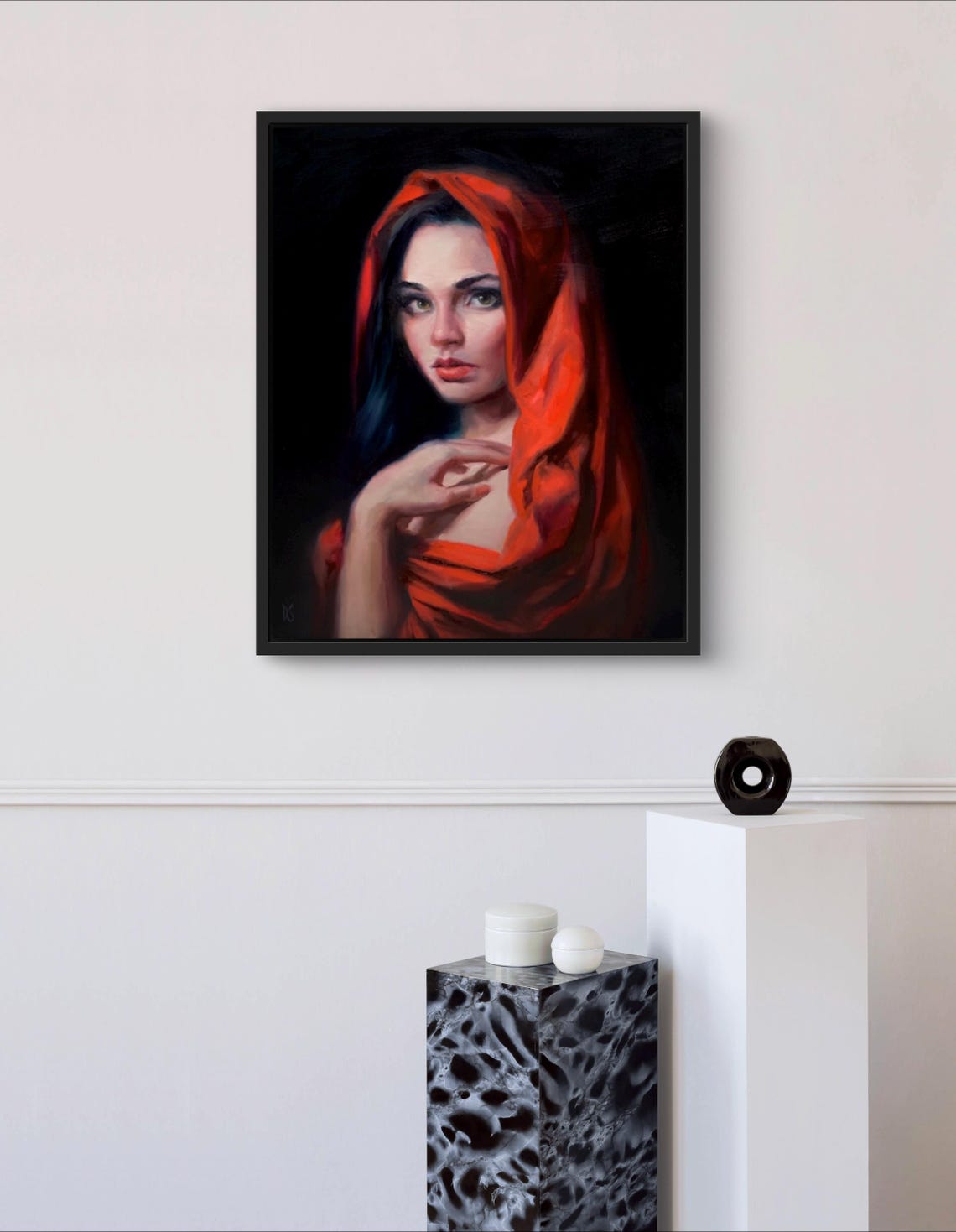 Original Painting Crimson Soul 24x30 Oil On Portrait Painting Birthday Presents Housewarming Gifts Art For Bedroom Female - Image 3