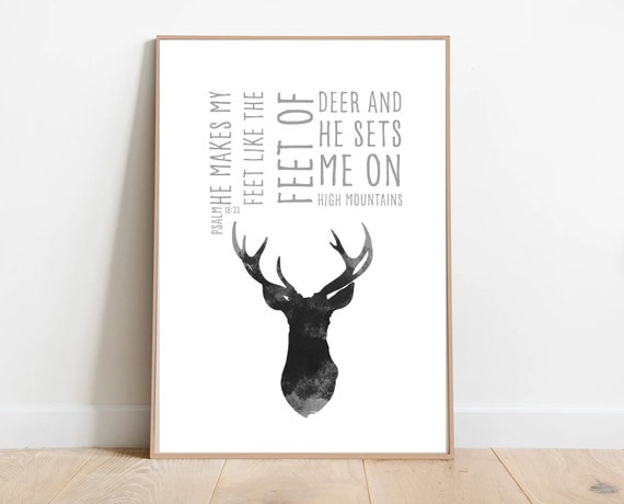 Deer Psalm Boy Nursery Quote Nursery Scripture Print Boys Room Wall Art Nursery Prints Baby Shower Gift Nursery Decor Nursery Sign