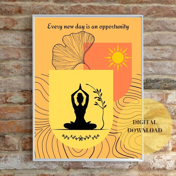 Meditating Woman Yoga Pose, Bedroom Decor