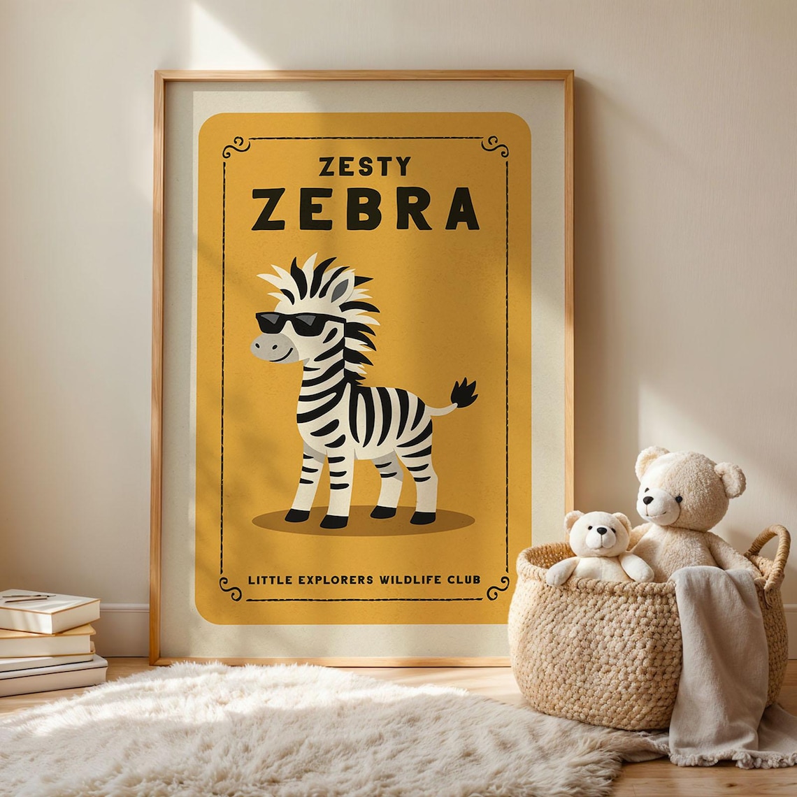 Zesty Zebra Safari Nursery Poster, Kids Room Art