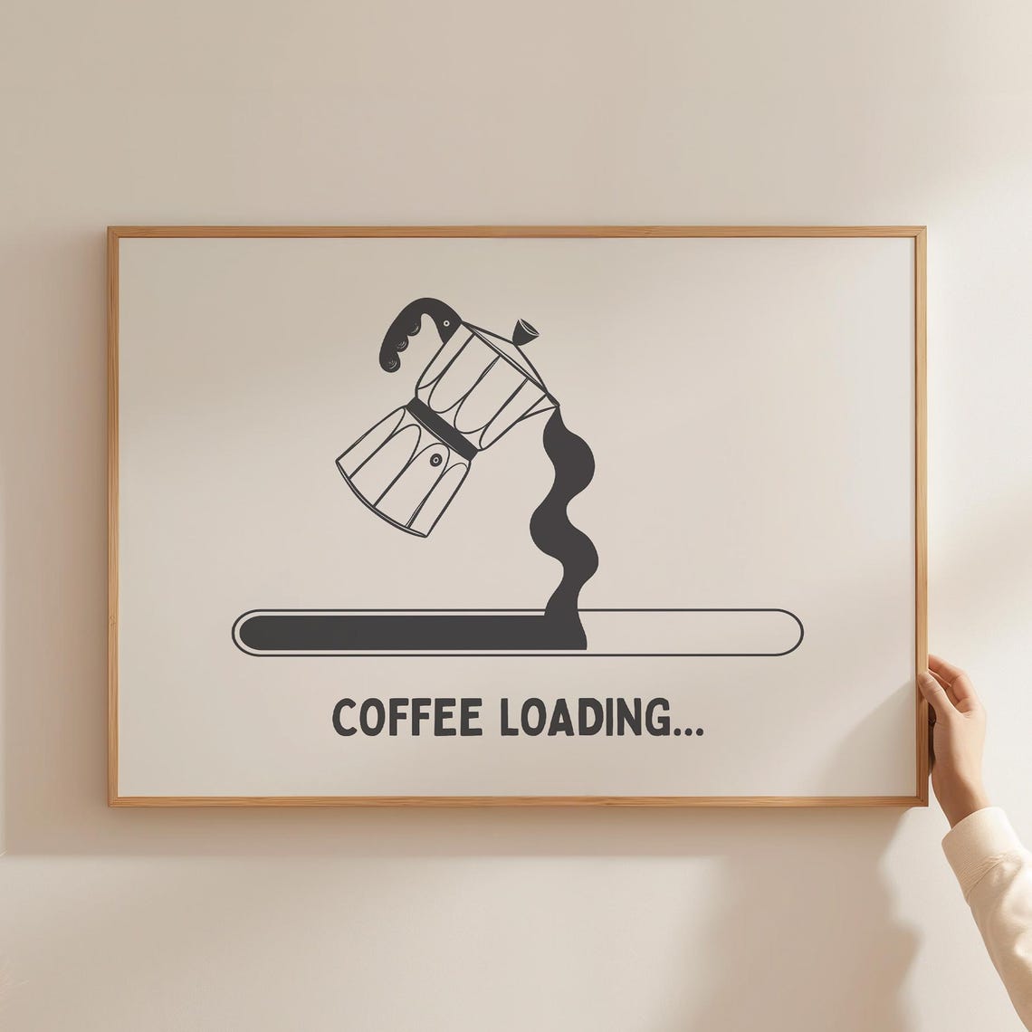 Coffee Loading Moka Pot Funny Minimalist Kitchen Decor Poster