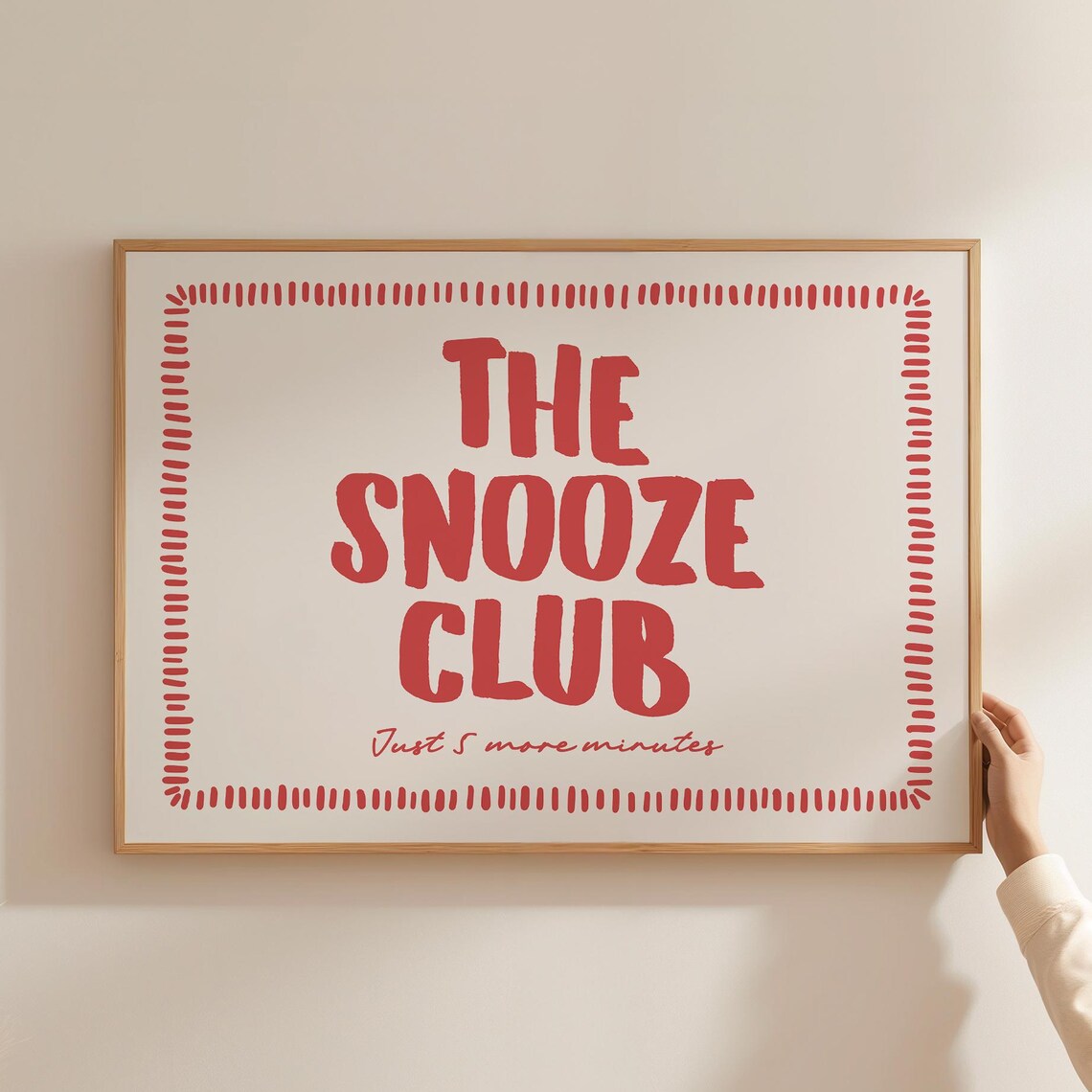 The Snooze Club Red Bold Typography Horizontal Bedroom Poster