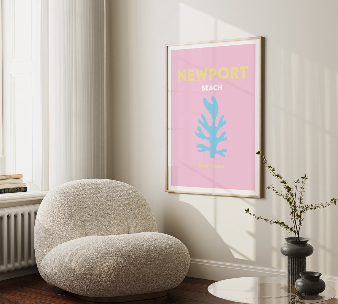 Newport Beach California Blue Coral Minimalist Travel Poster - Image 2