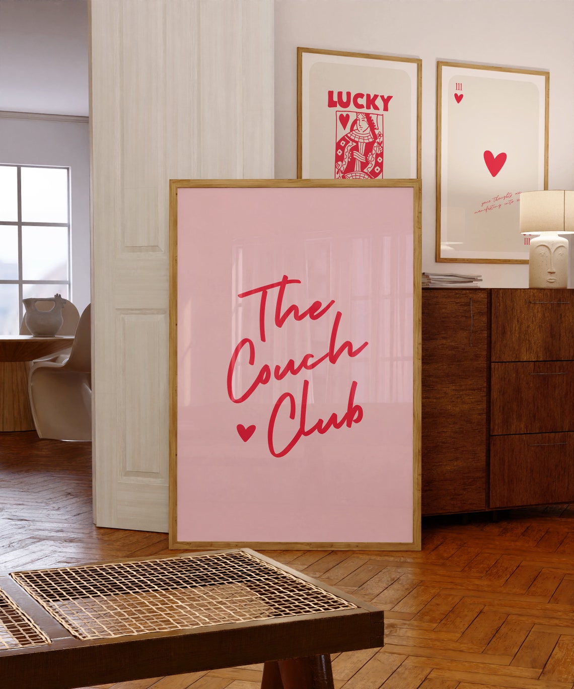 The Couch Club Red Script Pink Cozy Living Room Decor Poster - Image 2