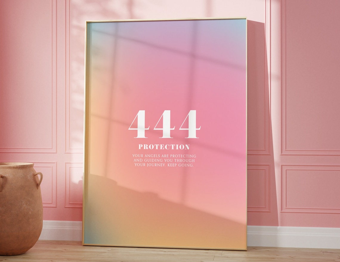 Angel Number 444 Protection Pastel Rainbow Gradient Aura Poster - Image 3
