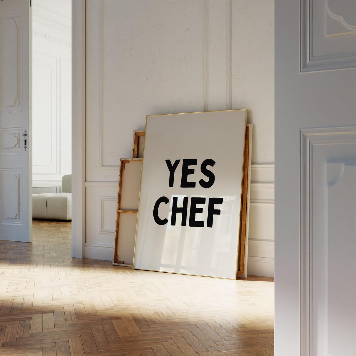 Yes Chef Chunky Black Block Letters Bold Kitchen Statement Poster - Image 4