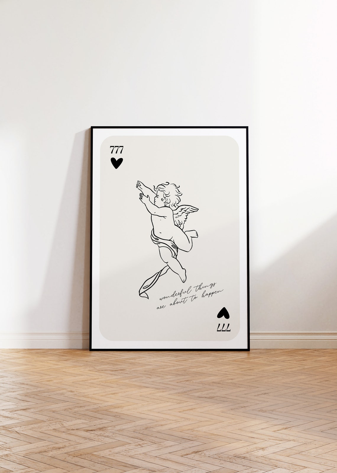 Angel Number 777 Flying Cherub Wonderful Things Card Art Poster - Image 2