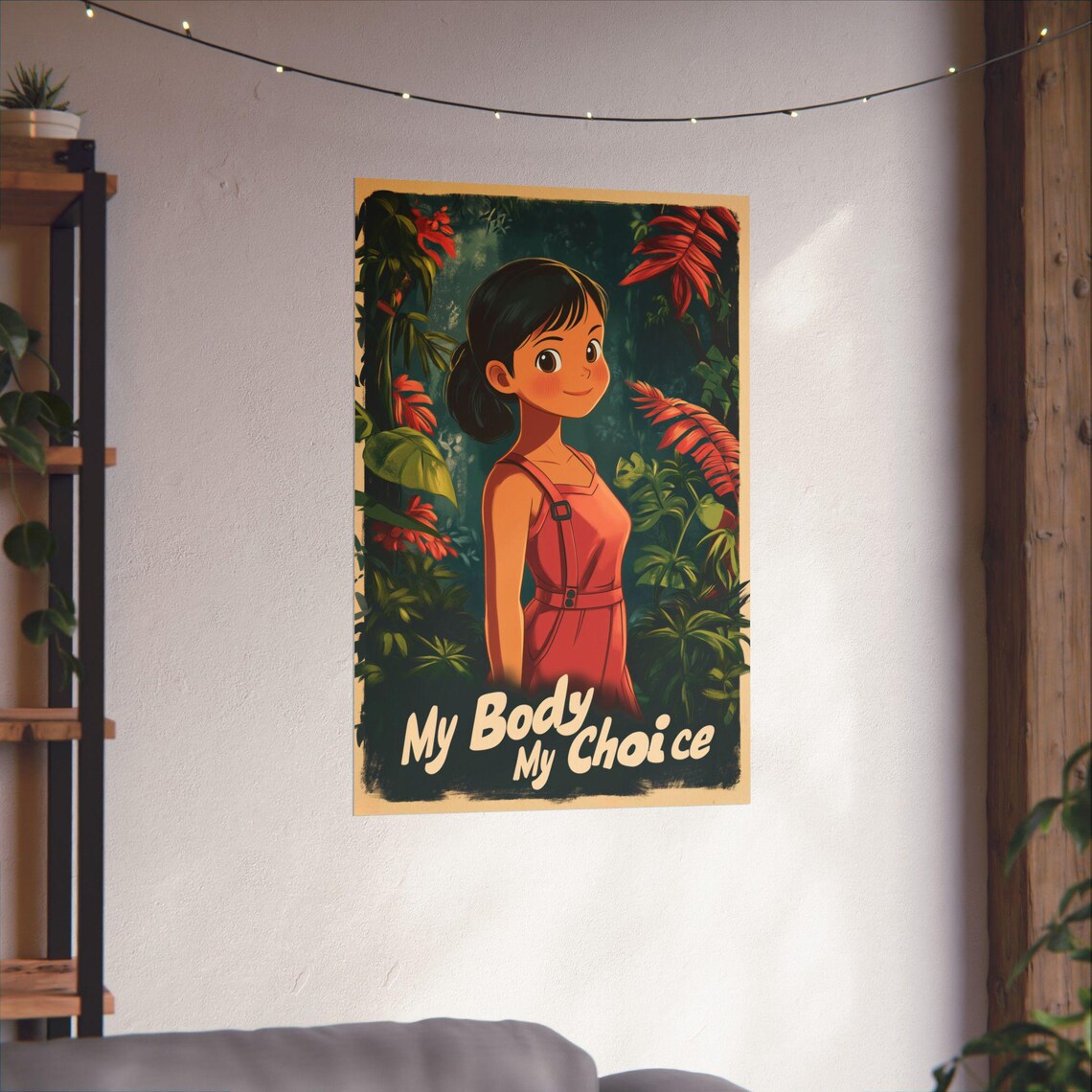 My Body My Choice Warm Retro Jungle Girl Bold Feminist Poster - Image 4