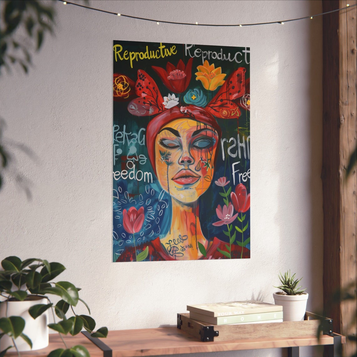 Reproductive Freedom Floral Woman Portrait Feminist Statement Poster - Image 4