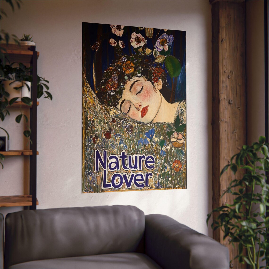 Nature Lover Sleeping Flower Woman Klimt Style Golden Dream Poster - Image 3
