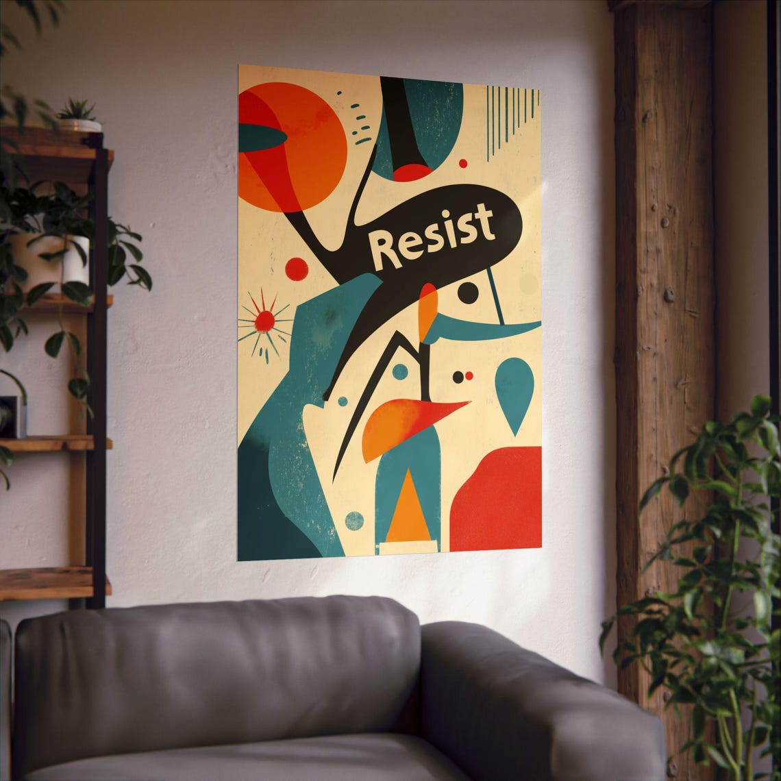 Resist Abstract Mid Century Modern Shapes Protest Statement Poster - Image 2