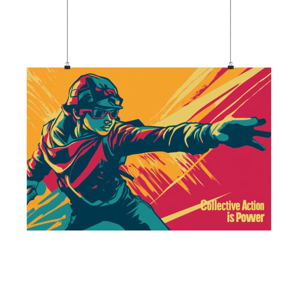 Collective Action is Power Bold Protester Graphic Art Poster