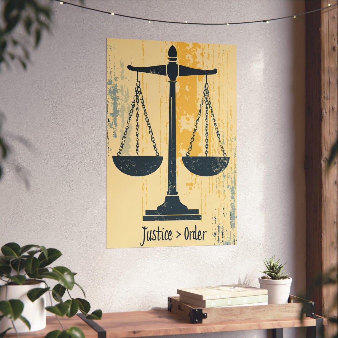 Justice Greater Than Order Vintage Scales Political Art Quote Poster - Image 4