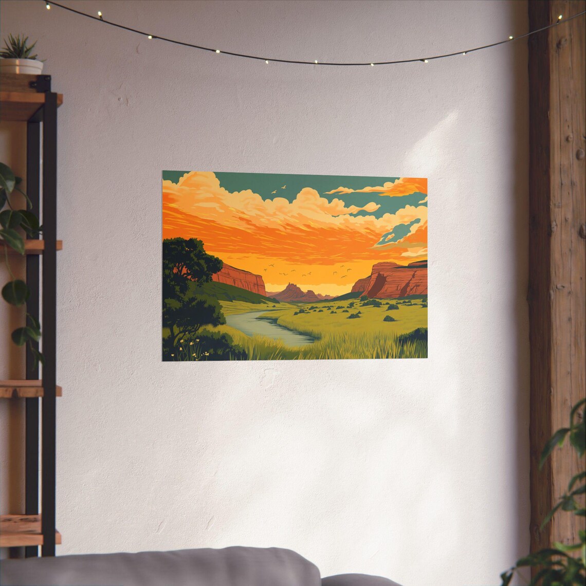 Red Rock Canyon River Sunset Vintage Travel Desert Art Poster - Image 4