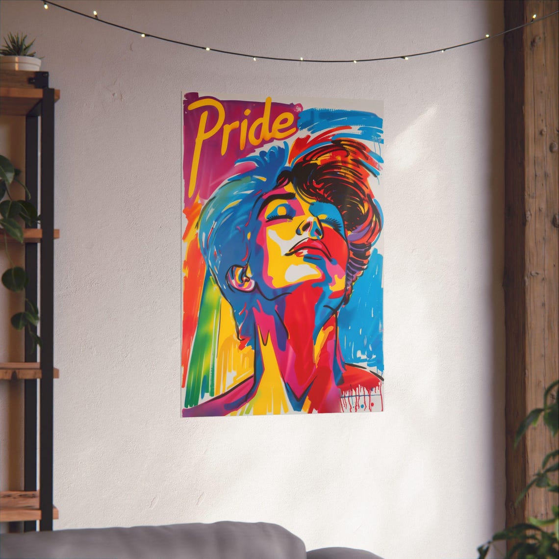 Pride Color Explosion Pop Art Face Rainbow Brushstrokes Poster - Image 3