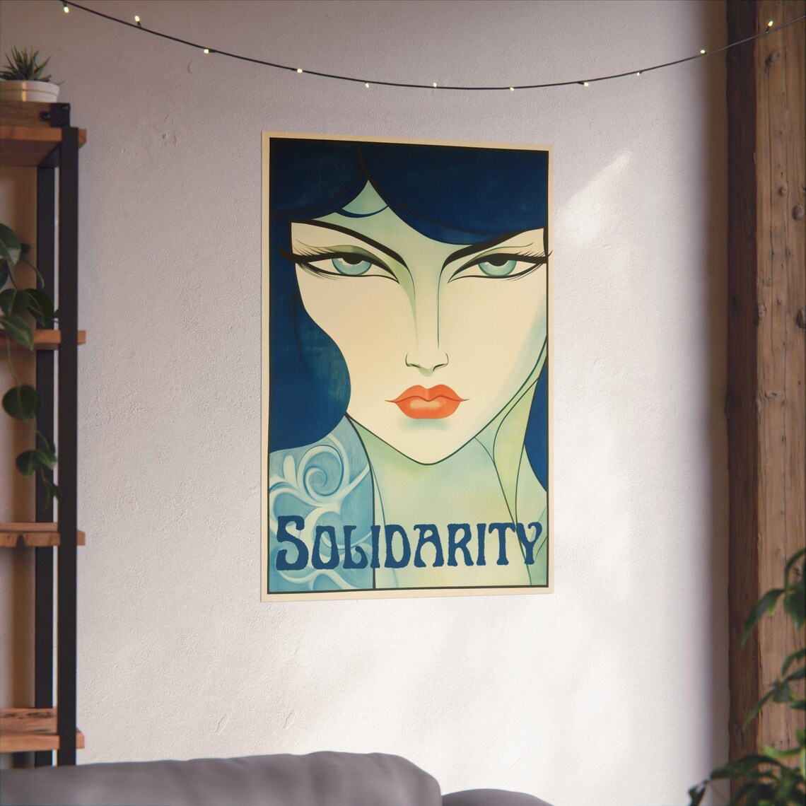 Solidarity Blue Art Deco Woman Face Vintage Labor Rights Poster Art - Image 3