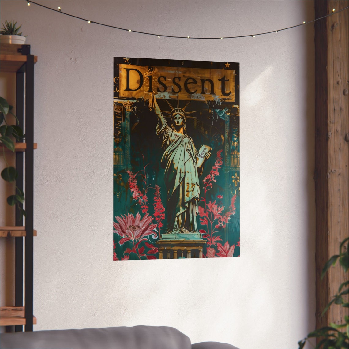 Dissent Statue Of Liberty Bold Floral Political Protest Art Poster - Image 4