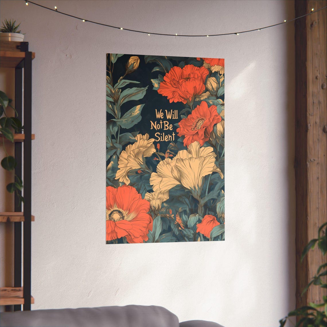 We Will Not Be Silent Feminist Floral Protest Statement Poster - Image 3