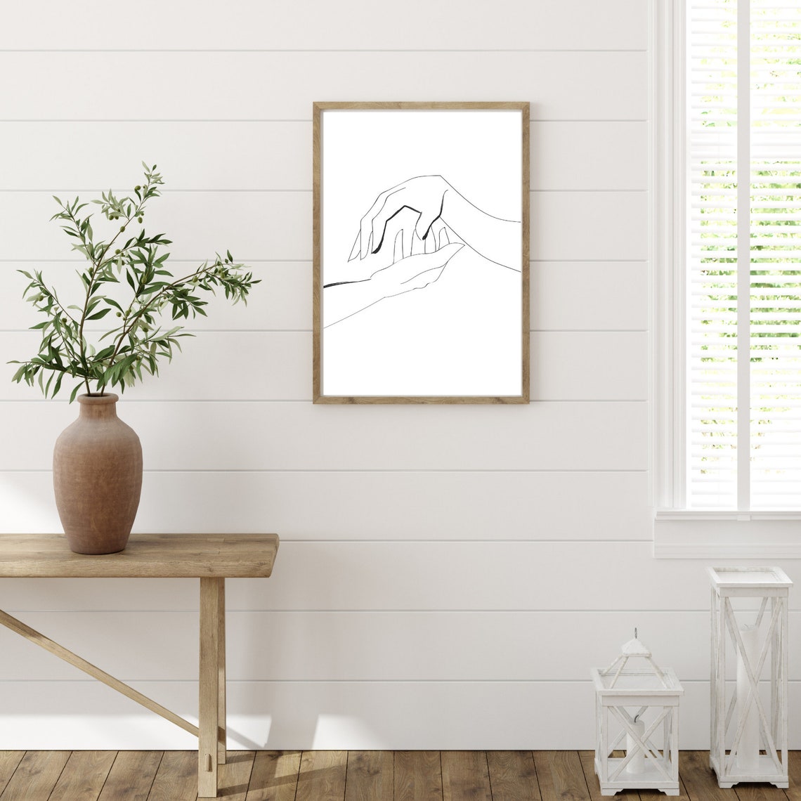 Interlaced Hands Line Art Poster Minimalist Black And White Design - Image 2