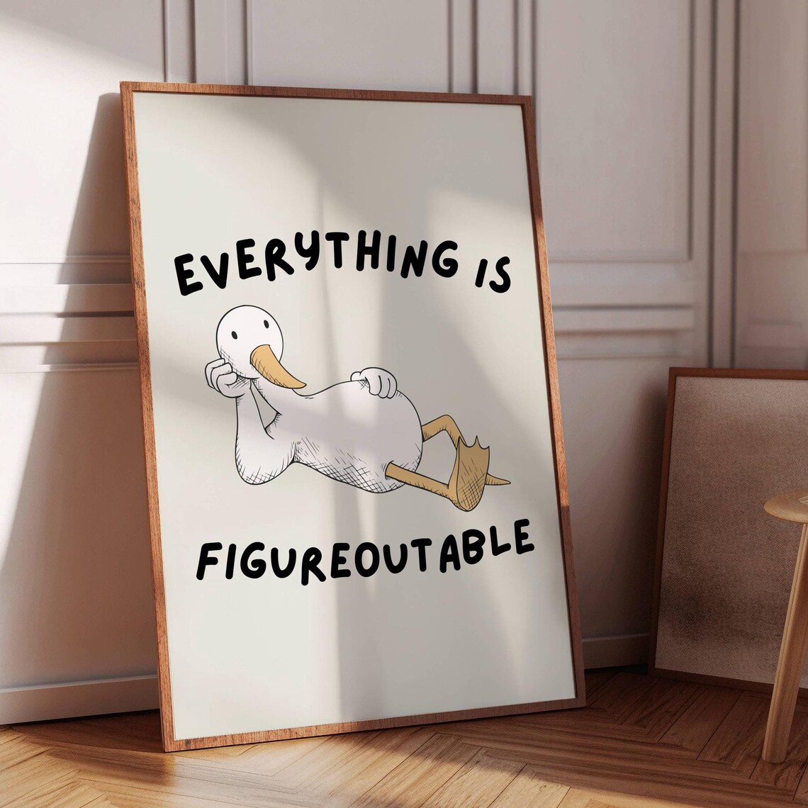 Everything Is Figureoutable Funny Duck Lounge Positive Quote Poster