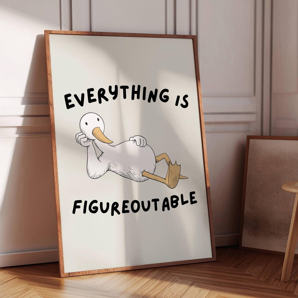 Everything Is Figureoutable Print Cute Positive Affirmation Poster Funny Duck Art Print Inspirational Wall Art Trendy Wall Art