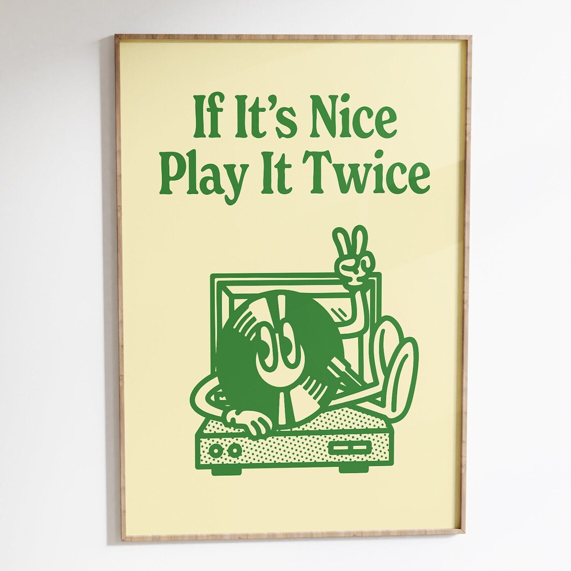 Retro Record Player Music Art Print, Groovy Cartoon