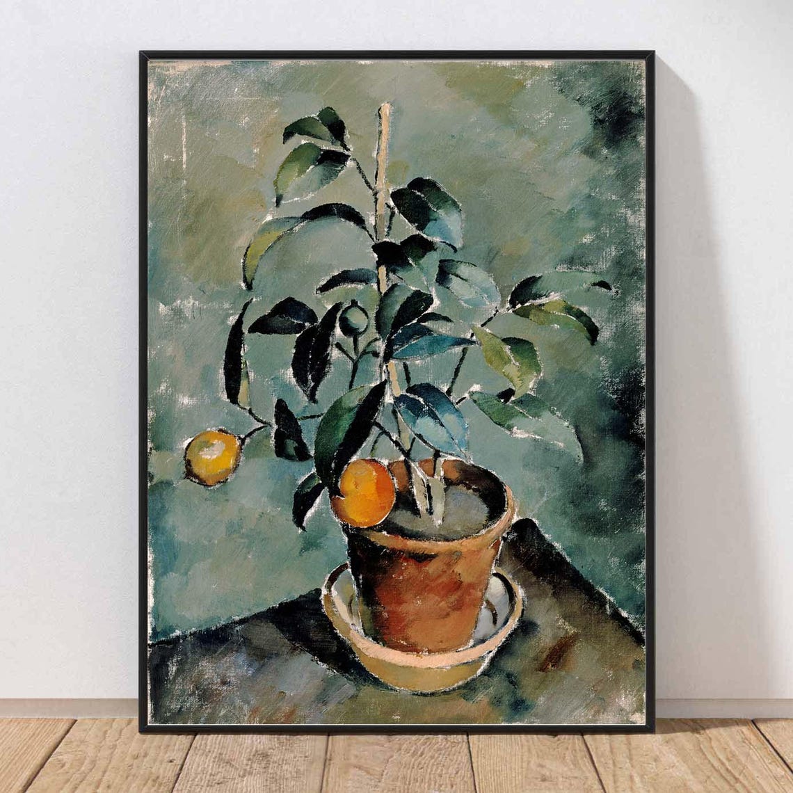 Vintage Potted Orange Tree Still Life Impressionist Painting Print