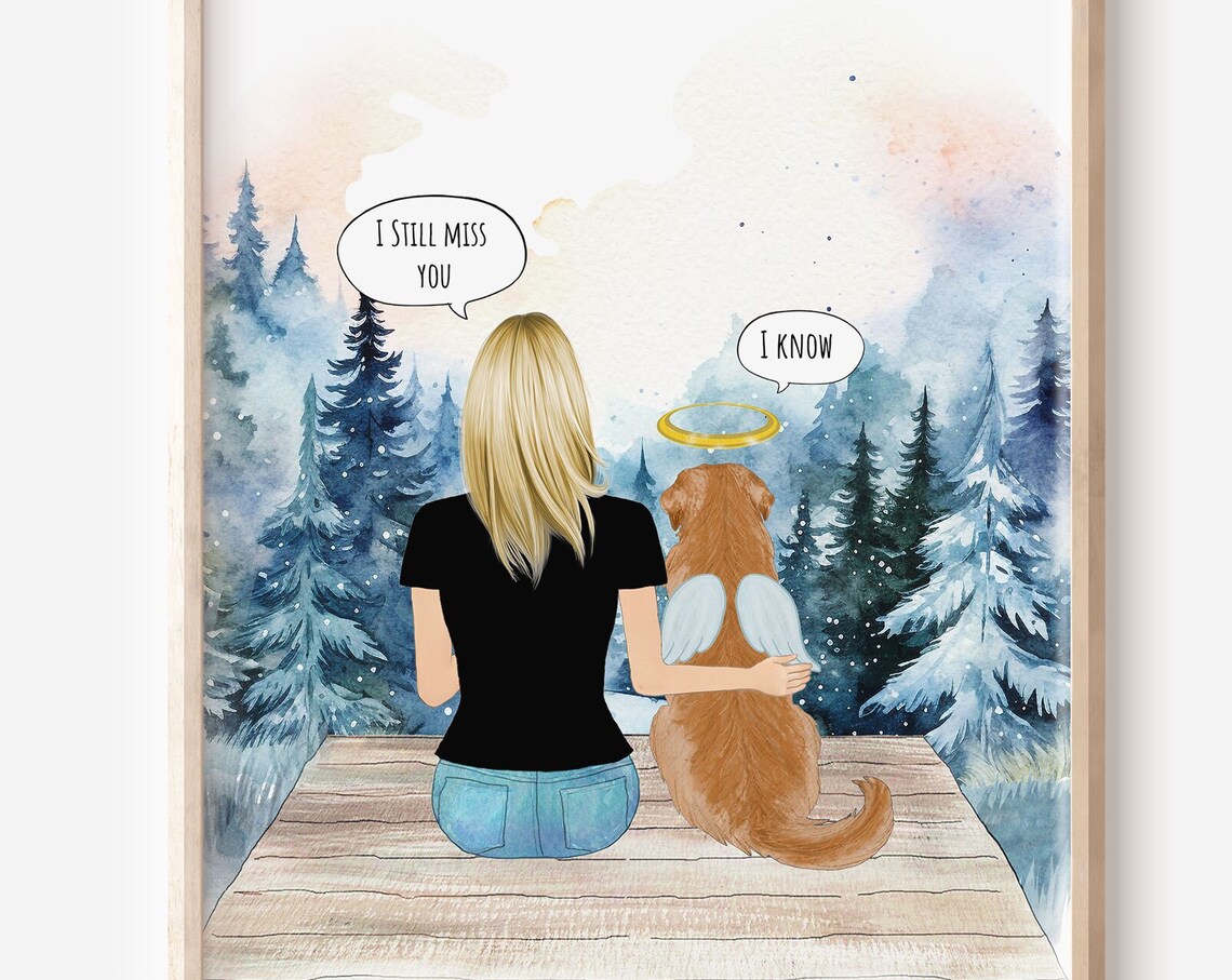 I Still Miss You Dog Memorial Angel Portrait Winter Scene Poster