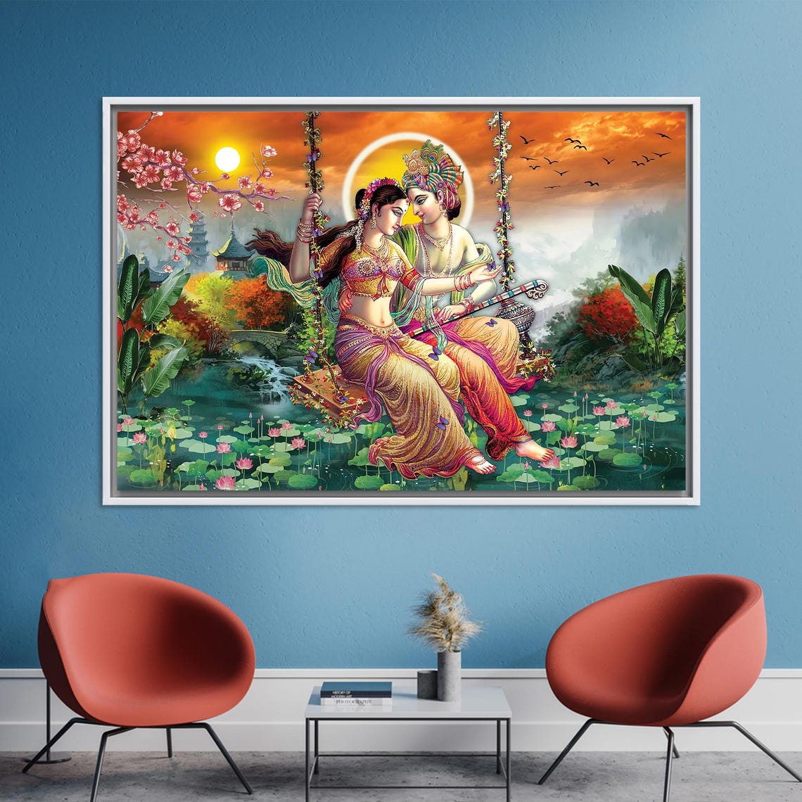 Radha Krishna Art Print, Hindu Gift