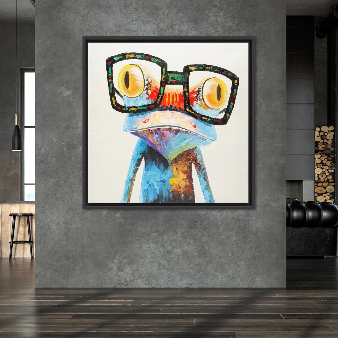 Rainbow Frog With Glasses, Christmas Decor Art Print - Image 2
