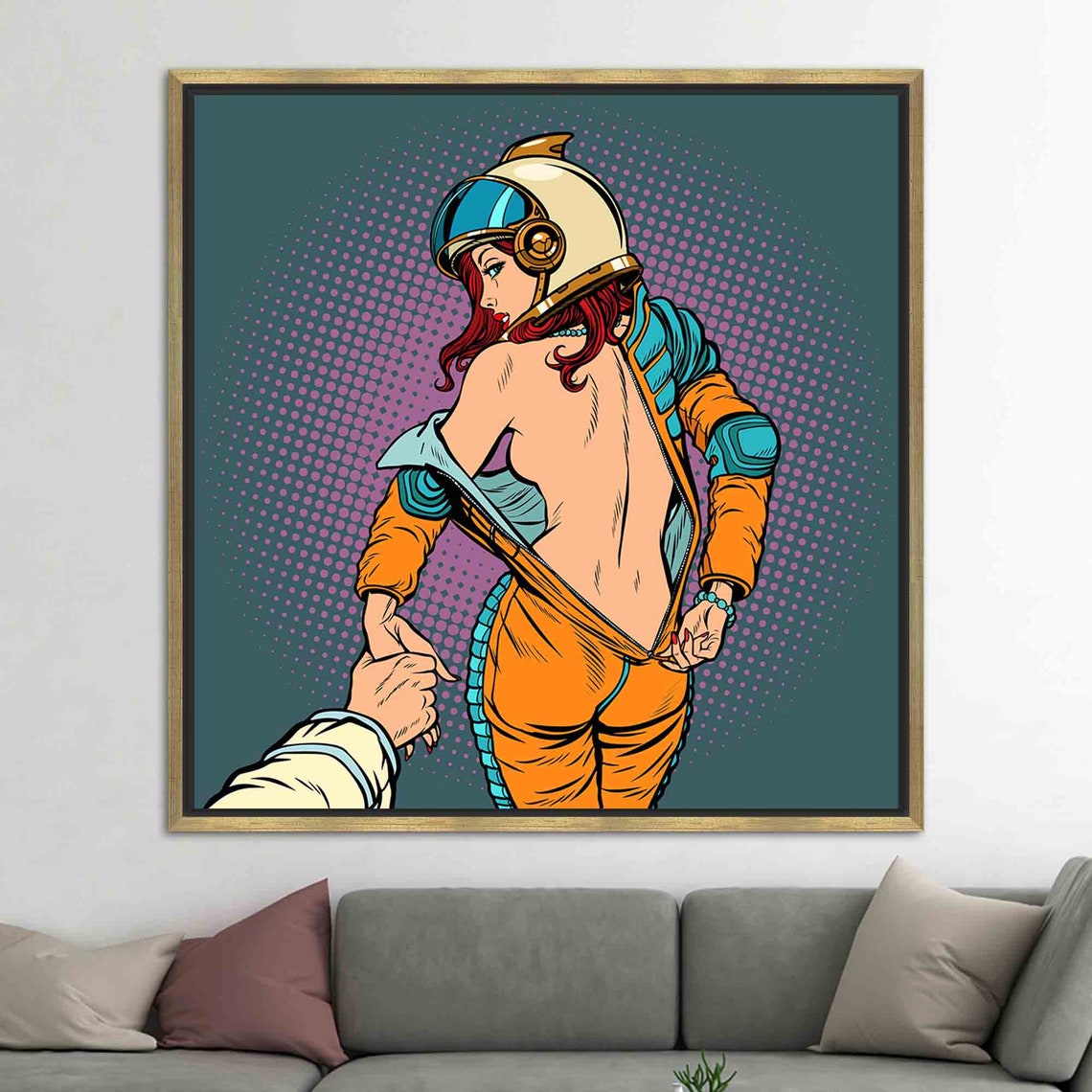 Astronaut Woman Abstract Wall Art Print - Image 2