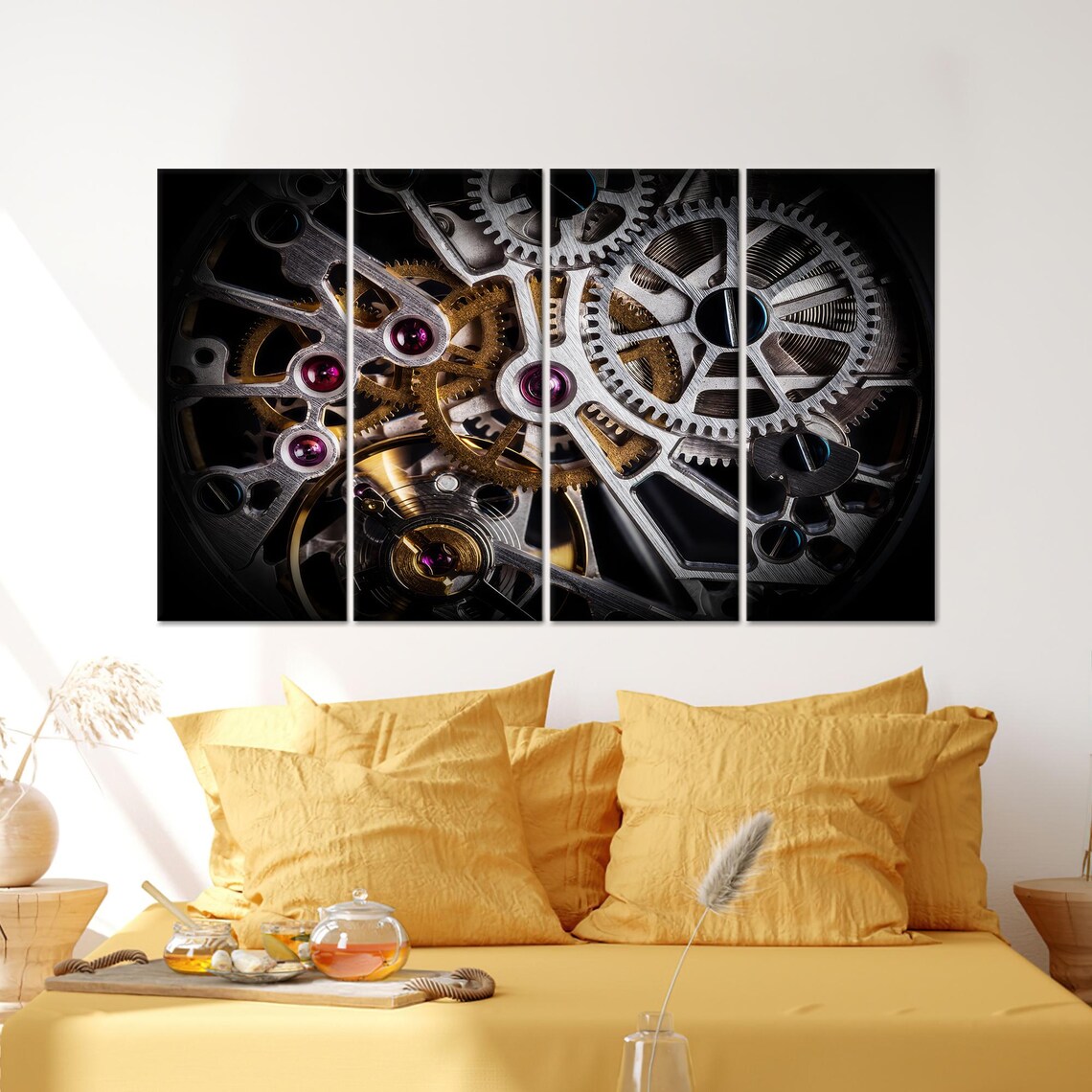 Macro Detail Poster of a Mechanical Watch Movement with Gears - Image 3