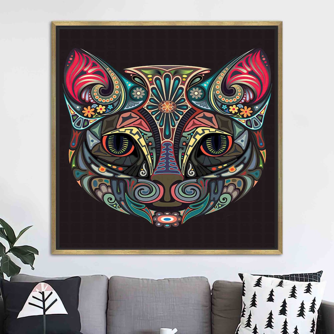 Cat With Green Eyes, Cat Lover Gift Art Print - Image 2