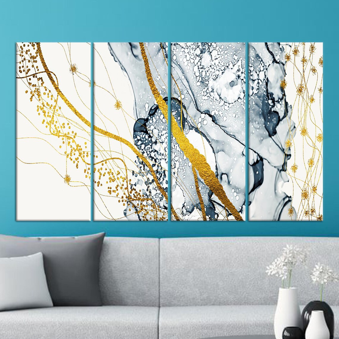 Contemporary Gray And Gold Marble Halloween Decor - Image 2