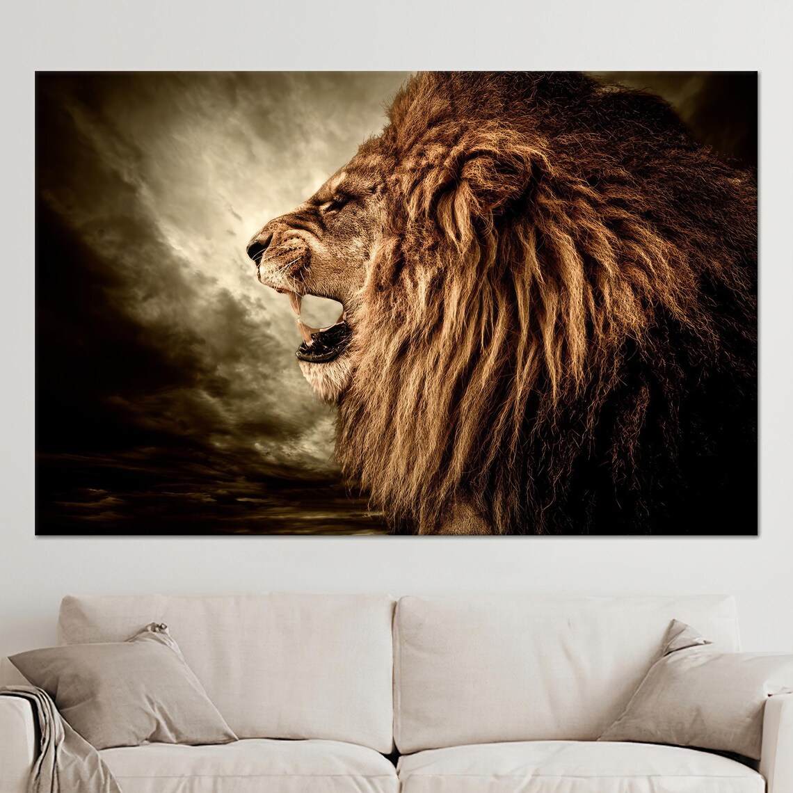 Roaring Lion, Modern Man Cave Wall Art