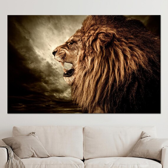 Roaring Lion, Modern Man Cave Wall Art