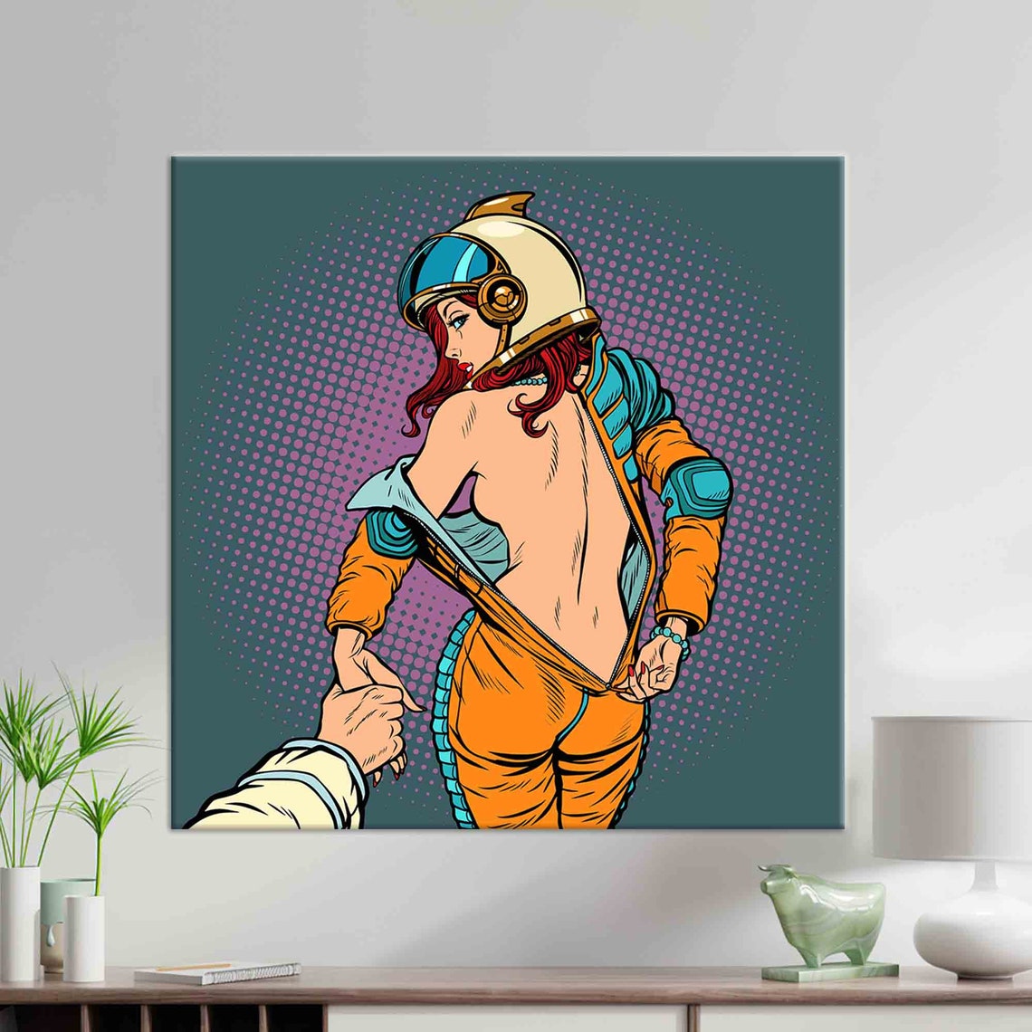 Astronaut Woman Abstract Wall Art Print