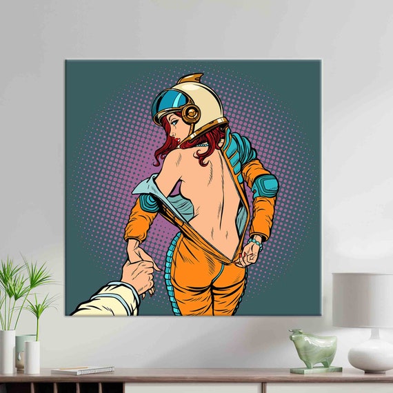 Astronaut Woman Abstract Wall Art Print