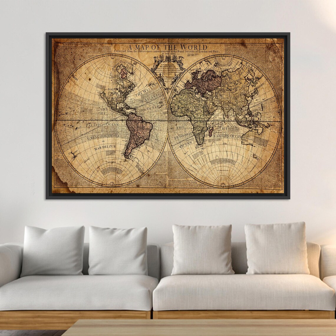 Antique Old World Map Brown Parchment Cartography Vintage Poster - Image 2