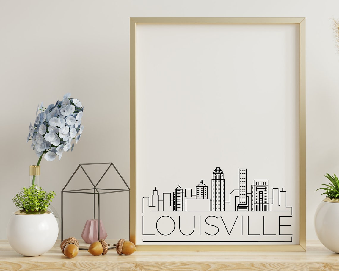 Louisville Kentucky Downtown Towers Minimalist Skyline Line Art Poster