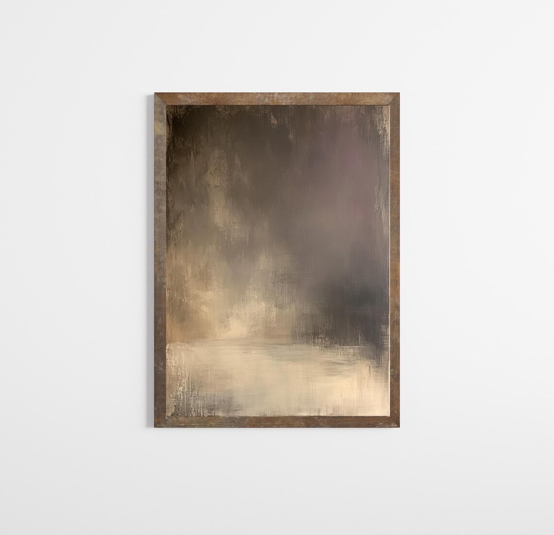 Organic Abstract Textured Painting in Dark Taupe Tones Print