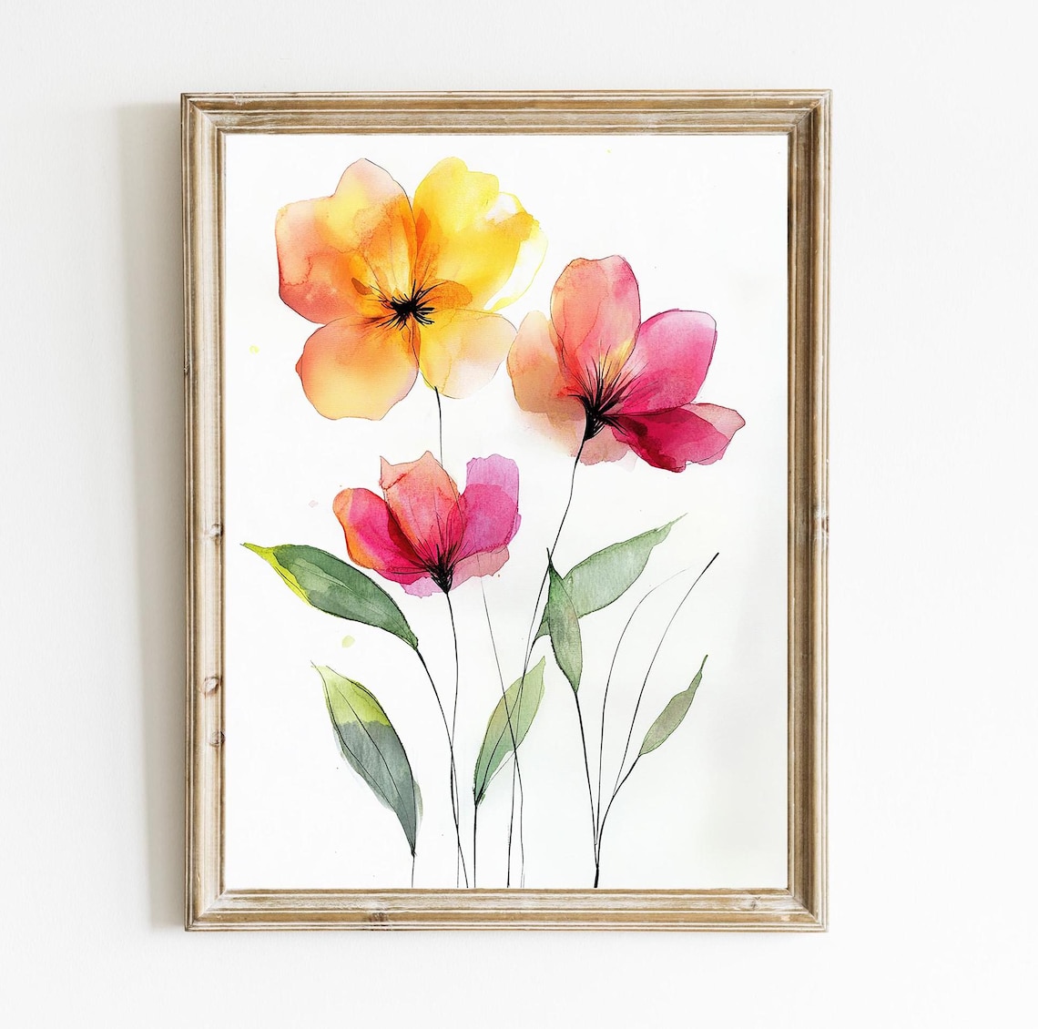 Watercolor Spring Flowers Print Wall Art Modern Farmhouse Botanical Decor Nursery E229