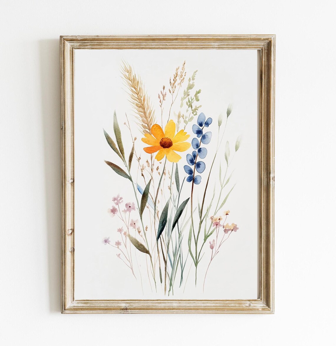 Simple Watercolor Flowers Spring Wall Art Minimalistic Decor Modern Farmhouse Nursery E251