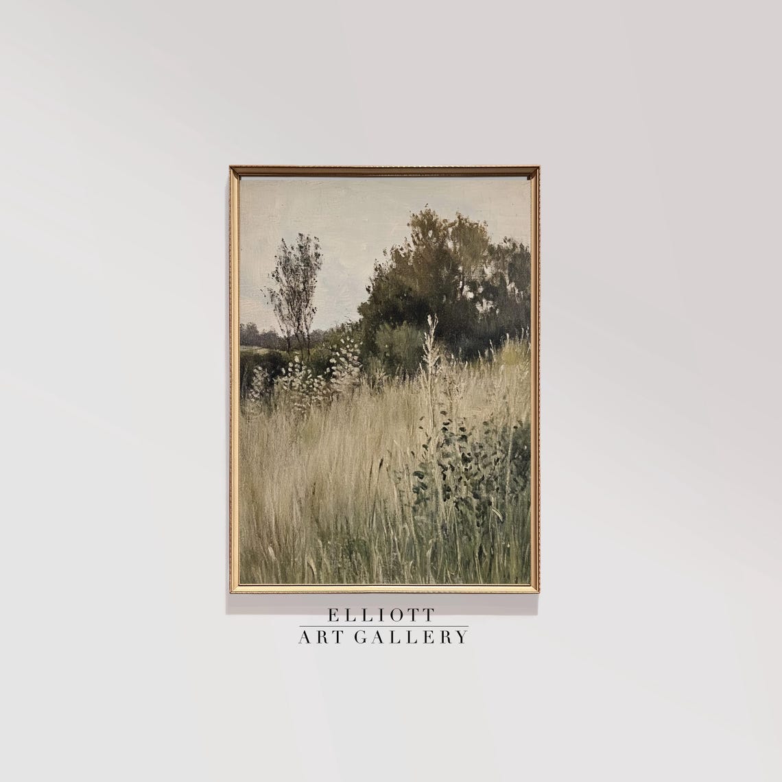 Muted Meadow Wildflowers Vintage Landscape Painting Wall Poster