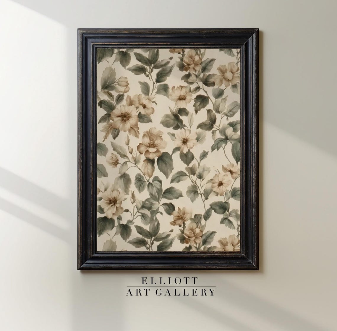 Cream Floral Botanical Pattern Ivory Blossoms Vintage Gallery Wall Art