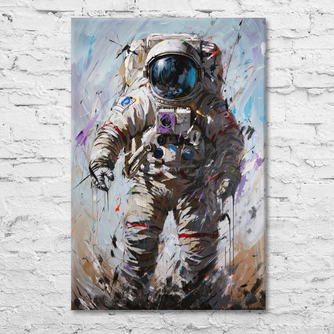 Astronaut in Spacesuit Abstract Space Exploration Art Poster - Image 2