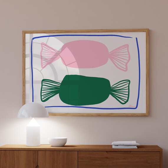 Candy Print Horizontal Kitchen Prints Mid Century Wall Art Colorful Simple Apartment Hand Drawn