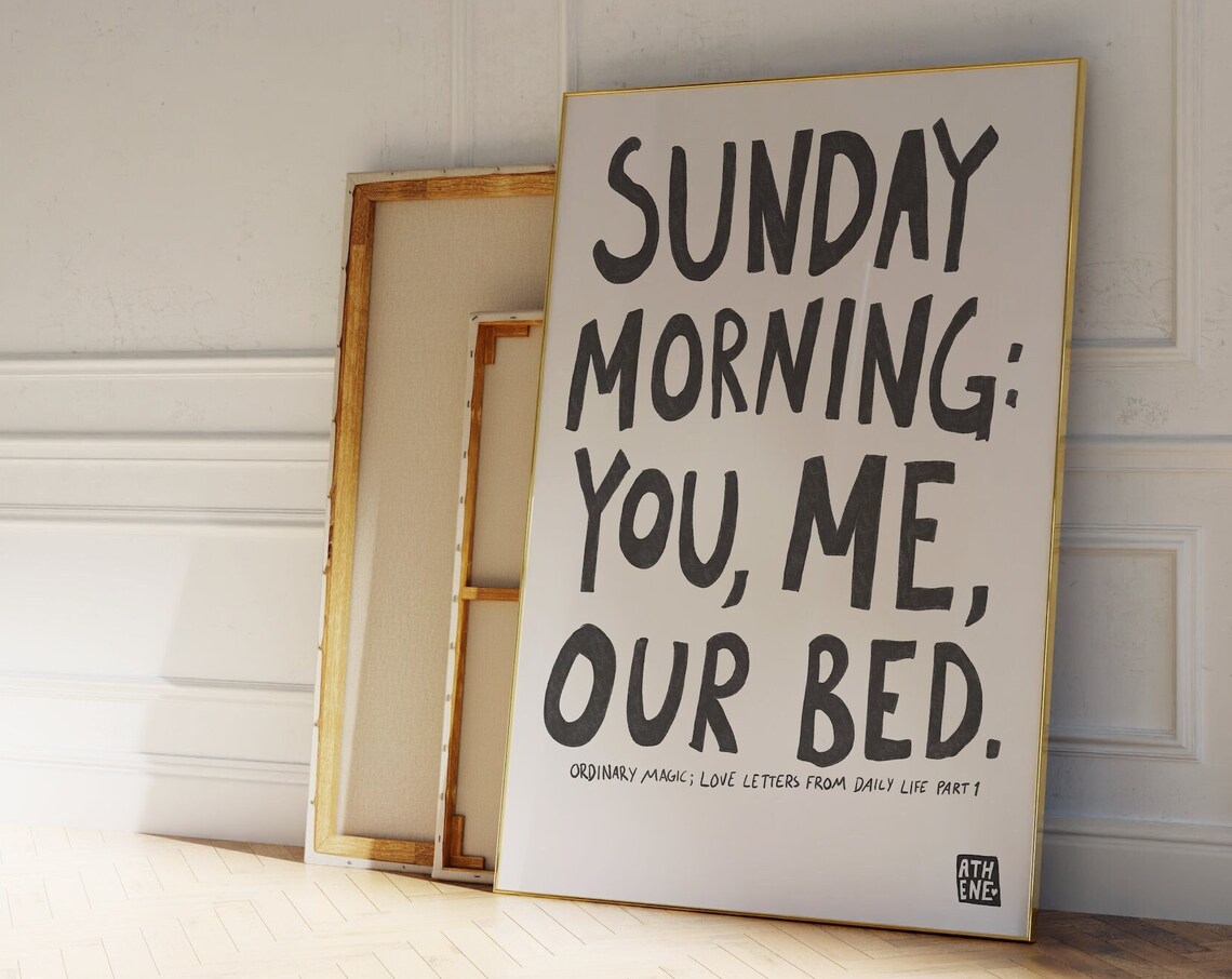Sunday Morning Bedroom Typography Wall Art Print