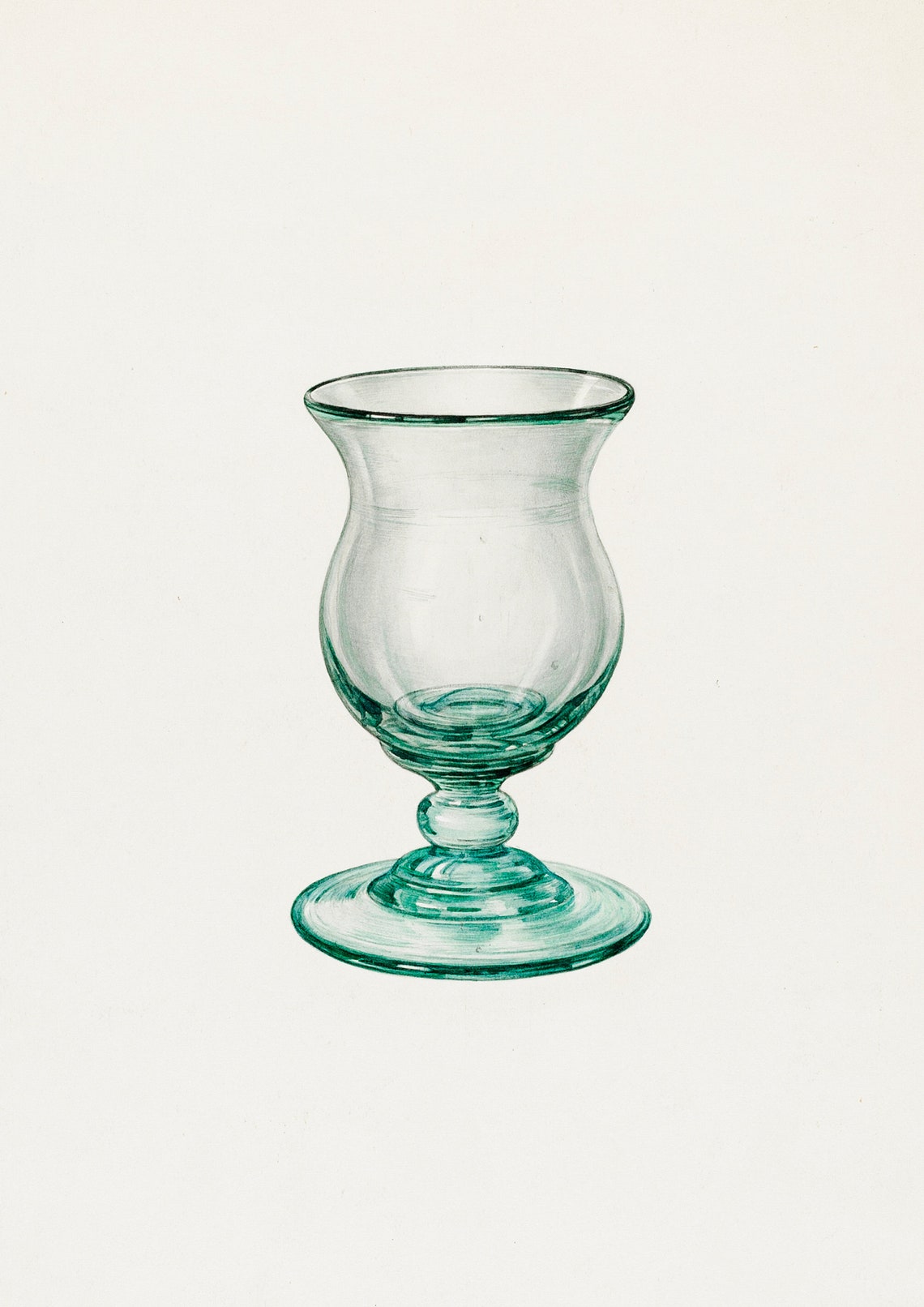 Clear Glass Pedestal Cup Retro Watercolor Kitchen Decor Art Poster